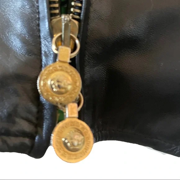Versace Medusa Black Leather Top Size 10 USA Limited Edition Medusa Bondage 2002 - Picture 11 of 13